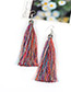 Bohemia Claret-red Pure Color Decorated Tassel Earrings