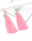 Lovely Pink Flamingo Shape Decorated Tassel Earrings