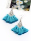 Bohemia Light Blue Hollow Out Decorated Tassel Earrings