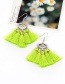 Bohemia Light Green Heart Shape Decorated Tassel Earrings