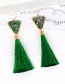 Retro Green Triangle Decorated Tassel Earrings
