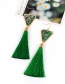 Retro Beige Triangle Decorated Tassel Earrings