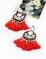 Elegant Red Hollow Out Decorated Tassel Earrings