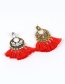 Elegant Yellow Hollow Out Decorated Tassel Earrings