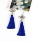 Bohemia Sapphire Blue Metal Buterfly Decorated Tassel Earrings
