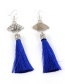 Bohemia Sapphire Blue Metal Buterfly Decorated Tassel Earrings