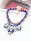Vintage Sapphire Blue Flower Shape Decorated Multilayer Necklace