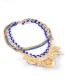 Vintage Sapphire Blue Flower Shape Decorated Multilayer Necklace