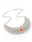 Retro Silver Color Moon Shape Decorated Necklace