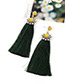 Elegant Green Round Shape Decorated Tassel Earrings