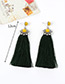 Elegant Black Round Shape Decorated Tassel Earrings