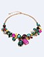 Elegant Multi-color Geometric Shape Diamond Decorated Necklace