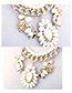 Fashion White Water Drop Shape Diamond Decorated Necklace