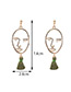 Personality Green Hollow Out Decorated Mask Earrings