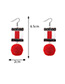 Retro Red Color-matching Decorated Pom Earrings