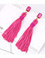 Trendy Red Long Tassel Decorated Pure Color Earrings