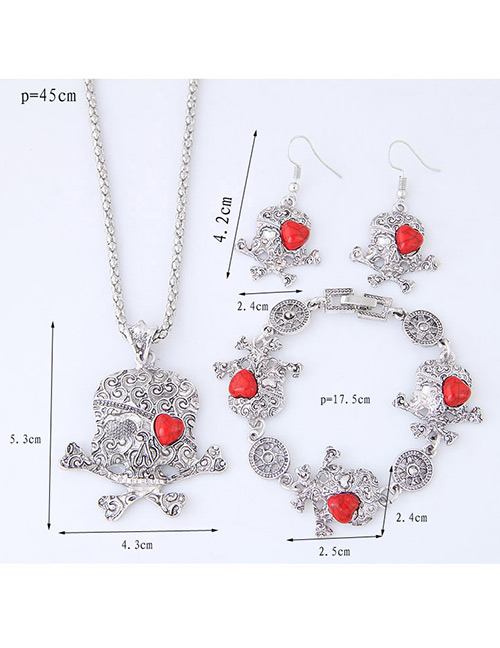 Lovely Red Skeleton Shape Decorated Jewelry Sets