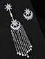 Luxury Silver Color Star &moon Shape Decorated Tassel Earrings