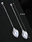 Elegant Silver Color Oval Shape Diamond Decorated Earrings