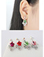 Fashion Plum-red Flower Shape Decorated Earrings