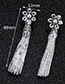 Elegant Silver Color Flower Decorated Tassel Earrings