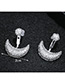 Lovely Silver Color Moon Shape Decorated Earrings