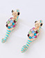 Fashion Light Blue+gold Color Hippocampus Shape Decorated Earrings