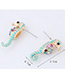 Fashion Light Blue+gold Color Hippocampus Shape Decorated Earrings