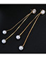 Fashion Gold Color Pearls Decorated Long Tassel Earrings