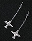 Fashion Silver Color Aircraft Pendant Decorated Pure Color Earrings
