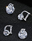Fashion Silver Color Diamond Decorated D Shape Earrings