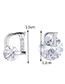 Fashion Silver Color Diamond Decorated D Shape Earrings