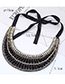 Trendy Black Diamond Decorated Collar Necklace