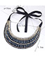 Trendy Light Blue Diamond Decorated Collar Necklace