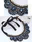 Trendy Dark Blue Water Drop Shape Diamond Decorated Collar Necklace