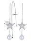 Sweet Silver Color Stars&pearls Decorated Long Earrings