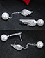 Sweet Silver Color Wings&pearls Decorated Asymmetric Earrings