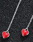 Sweet Red Heart Shape Decorated Long Earrings