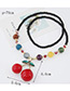 Fashion Red+black Cherry Pendant Decorated Long Necklace