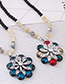 Fashion Darl Blue Flower Pendant Decorated Long Necklace