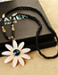 Fashion White+blue Flower Pendant Decorated Long Necklace