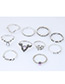 Fashion Silver Color+purple Diamond Decorated Hollow Out Ring(10pcs)