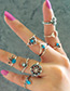Fashion Blue+silver Color Wheel Shape Decorated Ring (9pcs)