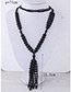 Fashion Black Beads Decorated Tassel Design Necklace