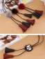 Fashion Red Tassel&fuzzy Ball Decorated Necklace