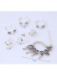 Fashion Antique Silver Moon&stars Decorated Pure Color Earrings (7pcs)