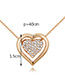 Fashion Gold Color Double Heart Shape Decorated Necklace