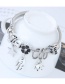 Fashion Silver Color+black Flower&star Shape Decorated Bracelet