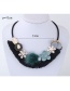 Fashion Green+gray Flower Shape Decorated Necklace
