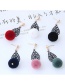 Trendy Navy Fuzzy Ball Decorated Hollow Out Earrings